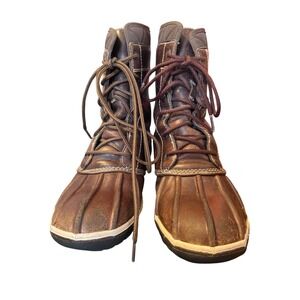 LL Bean Bar Harbor Tek 2.5 Leather Duck Boots Brown Waterproof Womens 8 301344